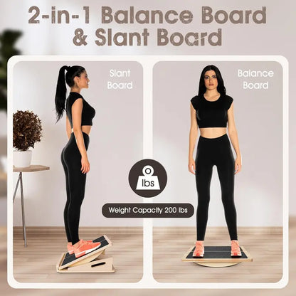2-in-1 Wooden Balance & Slant Board